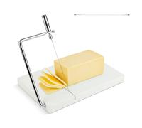 Komforbaa Marble Cheese Slicer, Adjustable Tension Cheese Cutter with Anti-Bending Wire, Quick Wire Replacement & Extra Wires, Multi-Functional for Butter/Soap