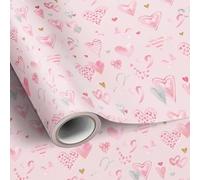 Komforbaa Pink Heart Wrapping Paper Roll for Women,17 In × 33 Ft,47 Sq.Ft | Full of Love Pink Background Design Gift Wrap for Bridal Shower,Wedding,Mother's Day,Valentine's Day,Baby Shower,Birthday