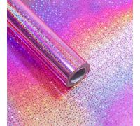 komforbaa Rosy Wrapping Paper Roll, Metallic Holographic Star Gift Wrapping Paper, for Birthday, Graduation, Holiday, Party, Wedding, Mother's Day, for girl, women, 17InX 33 Ft (43cm×10m)