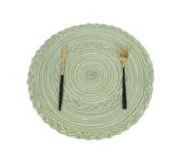 komforbaa Round Cotton Placemats for Dining Table, 15 x 15 inch, Set of 4, Green Floral Design, Heat Insulation, Simple Style, Perfect for Wester Meals