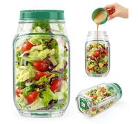 komforbaa Side Opening Salad Container, Leak-Proof Lunch Box with 75ml Dressing Cups, Vertical Meal Prep Pod for Office & Travel