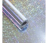 komforbaa Silver Wrapping Paper Roll, Metallic Holographic Star Gift Wrapping Paper, for Birthday, Graduation, Holiday, Party, Wedding, Mother's Day, Father's Day, 17InX 33 Ft (43cm×10m)