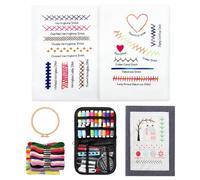 Komforbaa Upgraded Embroidery Starter Kit for Beginners, Unbound Stitch Book with Essential Patterns, 16cm Hoop, 24-Color Floss, Complete Tools, Portable All-in-One for Adults & DIY Craft Lovers