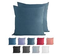 Komfortec 100% Cotton Cushion Covers Set of 2 40 x 40 cm, Super Soft Premium Jersey Pillowcase 150 g/m², Cushion Cover, Petrol Blue