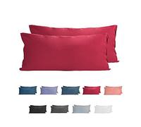 Komfortec 100% Cotton Cushion Covers, Set of 2, 40 x 80 cm, Super Soft Premium Jersey Pillowcase, 150 g/m², Pillow Slip, Aurora Red