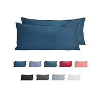 Komfortec 100% Cotton Cushion Covers Set of 2 40 x 80 cm, Super Soft Premium Jersey Pillowcase 150 g/m², Cushion Cover, Deep Sea Blue