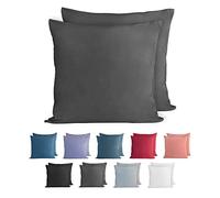 Komfortec 100% cotton cushion covers, set of 2, 50 x 50 cm, super soft premium jersey pillowcase, 150 g/m², cushion cover, anthracite