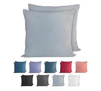 Komfortec 100% cotton cushion covers, set of 2, 50 x 50 cm, super soft premium jersey pillowcase, 150 g/m², cushion cover, grey