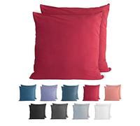 Komfortec 100% Cotton Cushion Covers, Set of 2, 60 x 60 cm, Super Soft Premium Jersey Pillowcase, 150 g/m², Pillow Slip, Aurora Red