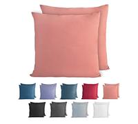 Komfortec 100% cotton cushion covers, set of 2, 80 x 80 cm, super soft premium jersey pillowcase, 150 g/m², cushion cover, powder colour