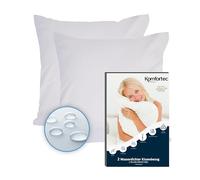 Komfortec 2-Piece Waterproof Cushion Cover Set, Breathable, Hypoallergenic Pillowcases, Anti-Mite, 60 x 60 cm, White