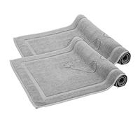 Komfortec Bath Mat 2 pcs,%100 Coton & 800 g/m², Washable, Absorbent, Quick Drying, 50 x 80 cm, Silver