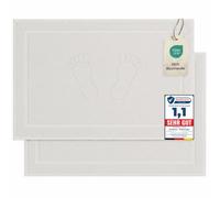 Komfortec Bath Mat 2 pcs,%100 Coton & 800 g/m², Washable, Absorbent, Quick Drying, 50 x 80 cm, White