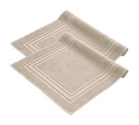 Komfortec Bath Mat Set, 2-Piece Terry Cloth Shower Mat, Washable Shower Mat & Bath Mat, 600 g/m² & 100% Cotton, Absorbent & Quick Drying, 50 x 70 cm, Beige