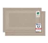 Komfortec Bath Mat Set, 2-Piece Terry Cloth Shower Mat, Washable Shower Mat & Bath Mat, 600 g/m² & 100% Cotton, Absorbent & Quick Drying, 50 x 70 cm, Beige