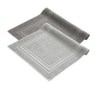 Komfortec Bath Mat Set, 2 Pieces, Terry Cloth Shower Mat, Washable Shower Mat & Bath Mat, 600 g/m² & 100% Cotton, Absorbent & Quick Drying, 50 x 70 cm, Anthracite Grey/Silver