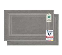 Komfortec Bath Mat Set, 2 Pieces, Terry Cloth Shower Mat, Washable Shower Mat & Bath Mat, 600 g/m² & 100% Cotton, Absorbent & Quick Drying, 50 x 70 cm, Silver Grey