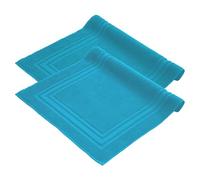 Komfortec Bath Mat Set, 2 Pieces, Terry Cloth Shower Mat, Washable Shower Mat & Bath Mat, 600 g/m² & 100% Cotton, Absorbent & Quick Drying, 50 x 70 cm, Turquoise