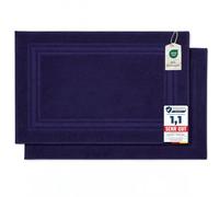 Komfortec Bath Mat Set, 2 Pieces, Terry Cloth Shower Mat, Washable Shower Mat & Bath Mat, 600 g/m² & 100% Cotton, Absorbent & Quick Drying, 50 x 70 cm, Navy Blue