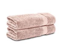 Komfortec Bath Towel Set | 2 x Bath Towel | 70 x 140 cm | 100% Soft Cotton | Large Hand Towel | Quality and Durable Terry Cloth | Fade Resistant | Quick Drying | Flower Pink