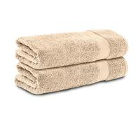 Komfortec Bath Towel Set | 2 x Bath Towel | 70 x 140 cm | 100% Soft Cotton | Large Hand Towels | Quality and Durable Terry Cloth | Fade Resistant | Quick Drying | Sand / Beige