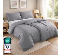 Komfortec Bed Linen 135 x 200 cm 4-Piece Bedding Sets 2 Duvet Covers 135 x 200 cm + 2 Pillowcases 80 x 80 cm Grey with Zip