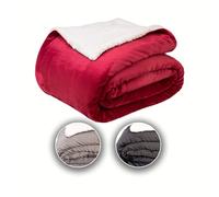 Komfortec Cuddly Blanket 220 x 240 cm, Oeko-Tex Certified Fluffy Fleece Blanket, Warm Sherpa Sofa Throw, Thick Sofa Blanket, Burgundy