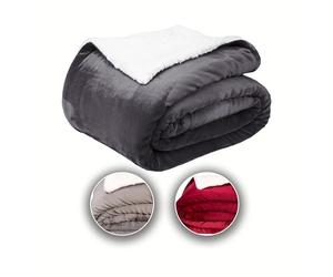 Komfortec Cuddly Blanket 220 x 240 cm, Oeko-Tex Certified Fluffy Fleece Blanket, Warm Sherpa Sofa Throw, Thick Sofa Blanket, Anthracite