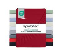 Komfortec Double Fitted Sheet 100% Cotton, 11 inch (30 cm) Deep Pocket - Red
