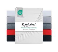 Komfortec Microfibre Fitted Sheet 160 x 200 cm Soft Fitted Sheet with Elasticated Edging for Mattresses up to 30 cm White Oeko-Tex Easy Care and Skin-Friendly 90 g/m²