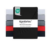 Komfortec Microfibre Fitted Sheet 90 x 200 cm Soft Fitted Sheet with Elasticated Edging for Mattresses up to 30 cm Black Oeko-Tex Easy Care and Skin-Friendly 90 g/m²