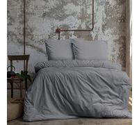 Komfortec Premium Bed Linen 200 x 220 cm Duvet Cover + 80 x 80 cm 2 Pillowcases Brushed 100% Polyester Microfibre 120 g/m², 3-Piece Super Soft Bedding Set, Grey