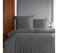 Komfortec Premium Super Soft Bed Linen 2-Piece 155 x 220 cm Duvet Cover + 80 x 80 cm Pillowcases Brushed 100% Microfibre Anthracite