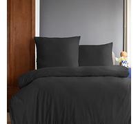 Komfortec Premium Super Soft Bed Linen 2-Piece 155 x 220 cm Duvet Cover + 80 x 80 cm Pillowcases Brushed 100% Microfibre Black