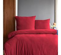 Komfortec Premium Super Soft Bed Linen 2-Piece 155 x 220 cm Duvet Cover + 80 x 80 cm Pillowcases Brushed 100% Microfibre Red