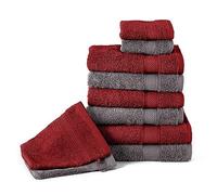 Komfortec Set of 10 Hand Towels, 4 Hand Towels 50 x 100 cm, 2 x Bath Towels 70 x 140 cm, 2 x Guest Towels 30 x 50 cm and 2 x Face Cloths 16 x 21 cm, 100% Cotton, Terry Cloth, Soft, Anthracite