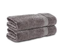 Komfortec Set of 2 Bath Towels 70 x 140 cm Size Double Pack 100% Cotton Terry Towelling Soft Absorbent Anthracite