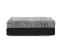 Komfortec Set of 2 Sauna Towels, 80 x 200 cm, 100% Cotton, XXL Sauna Towels, Soft, Large, Terry Cloth, Quick Drying, Anthracite Grey/Black