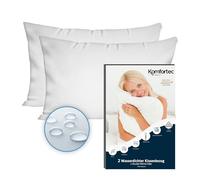 Komfortec Set of 2 Waterproof Pillow Cases 40 x 80 cm with Zip, Breathable, Hypoallergenic, Anti-Mite, White