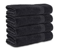 Komfortec Set of 4 Bath Towels 70 x 140 cm 100% Cotton 470 g/m² Terry Cloth Soft Black