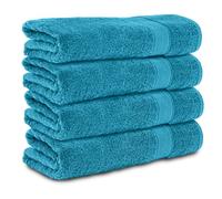 Komfortec Set of 4 Bath Towels 70 x 140 cm 100% Cotton | Terry Towelling, Soft and Absorbent, Bath Towels for Bath and Shower, Turquoise