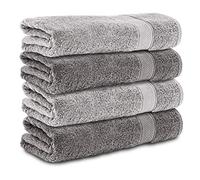 Komfortec Set of 4 Bath Towels 70 x 140 cm 100% Cotton | Terry Towelling, Soft and Absorbent, Bath Towels for Bath and Shower, Anthracite Grey/Silver Grey