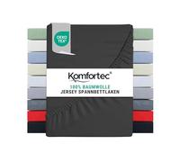 Komfortec Single Fitted Sheet 100% Cotton, 11 inch (30 cm) Deep Pocket - Charcoal