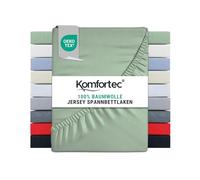 Komfortec Single Fitted Sheet 100% Cotton, 11 inch (30 cm) Deep Pocket - Green