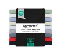 Komfortec Super King Fitted Sheet 100% Cotton, 11 inch (30 cm) Deep Pocket - Black