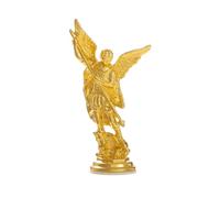 KOMI 3.2 Inch Mini Gold San Miguel Arcangel Statue, St Michael Statue for Car Dashboard, Religion St Michael The Archangel Victoriously Over Satan Collection Figurines