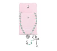 KOMI 6mm Green Glass Pearl Rosary Beads Catholic for Women Virgin Mary Rosaries with Rosary Pouch Catholic Confirmation Gifts Rosarios Catolicos