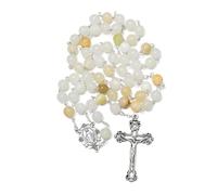KOMI 8mm Stone Rosary Beads Catholic for Women Virgin Mary Rosary Necklace Crucifix Religious Gifts