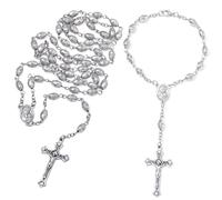 KOMI Catholic Rosary Beads for Men Women Handmade Rosary Holy Prayer Beads with Crucifix Stainless Steel Rosary/Wood Rosary/Glass Rosary/Luminous Rosary First Communion Baptism Gifts, Rosary-5, Zinc