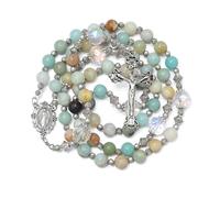 KOMI Gemstone Beads Rosary Catholic for Women 18K Gold Plated Rosaries Beads Necklace Christian Catholic Gifts, Stone, No Gemstone